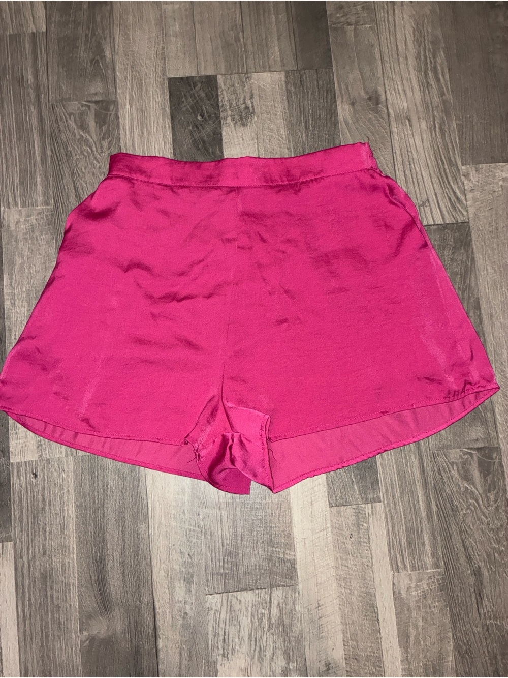 Lulu's Bright Pink Satin High-Waist Lounge Shorts